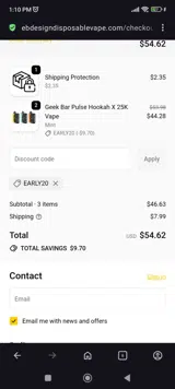 EBDesign coupon verification screenshot
