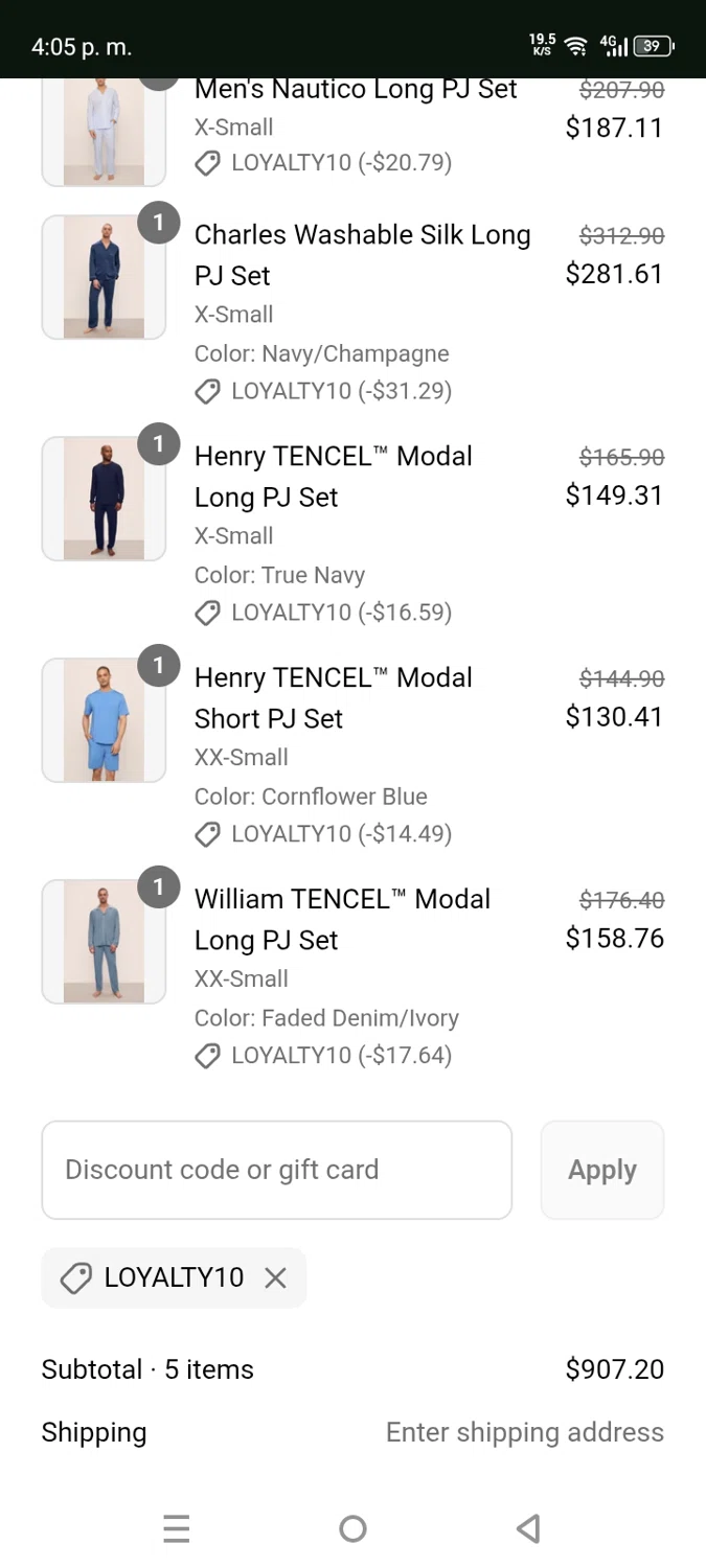 Eberjey discount code screenshot showing code Loyalty10 applied at Eberjey checkout page. Uploaded by SimplyCodes community member EpicHero3429 on Jun 1, 2025