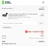 WELCOME coupon verification screenshot