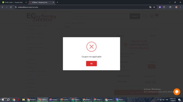 ECBlend Flavors checkout page showing ECBlend Flavors promo code box | Screenshot taken by SimplyCodes community member on Sep 1, 2025