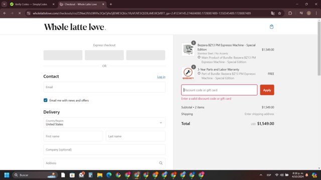 ECCO checkout page showing ECCO promo code box | Screenshot taken by SimplyCodes community member on Oct 5, 2024