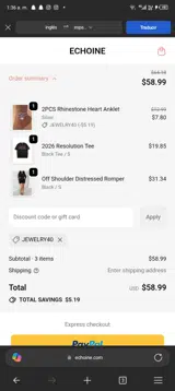 Jewelry40 coupon verification screenshot