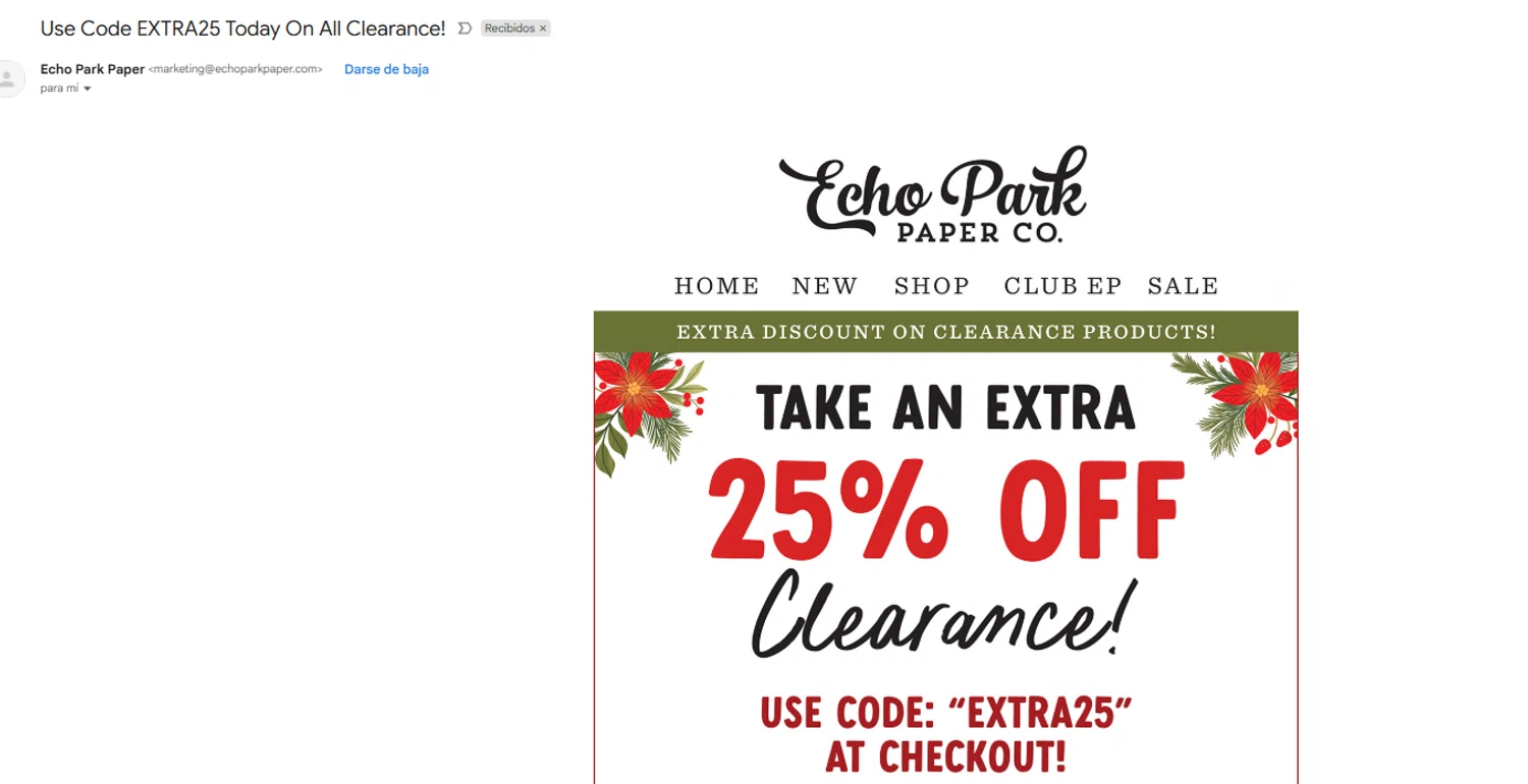 Echo Park Paper coupon code screenshot showing code extra25 applied at Echo Park Paper checkout page. Uploaded by SimplyCodes community member juanjose on Dec 24, 2025