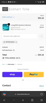 INTENTION30 coupon verification screenshot