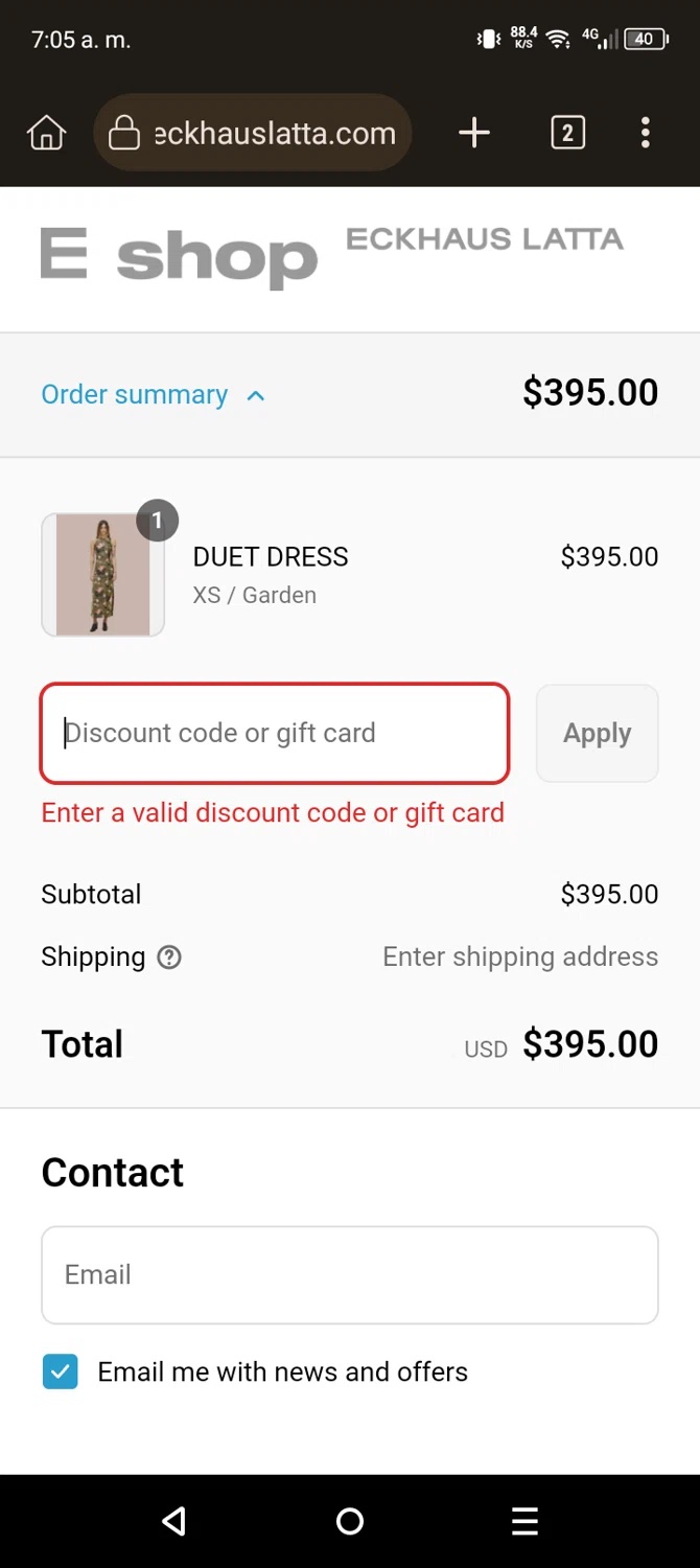 Eckhaus Latta promo code screenshot showing code FINAL15 applied at Eckhaus Latta checkout page. Uploaded by SimplyCodes community member Son_Goku on Jun 7, 2025