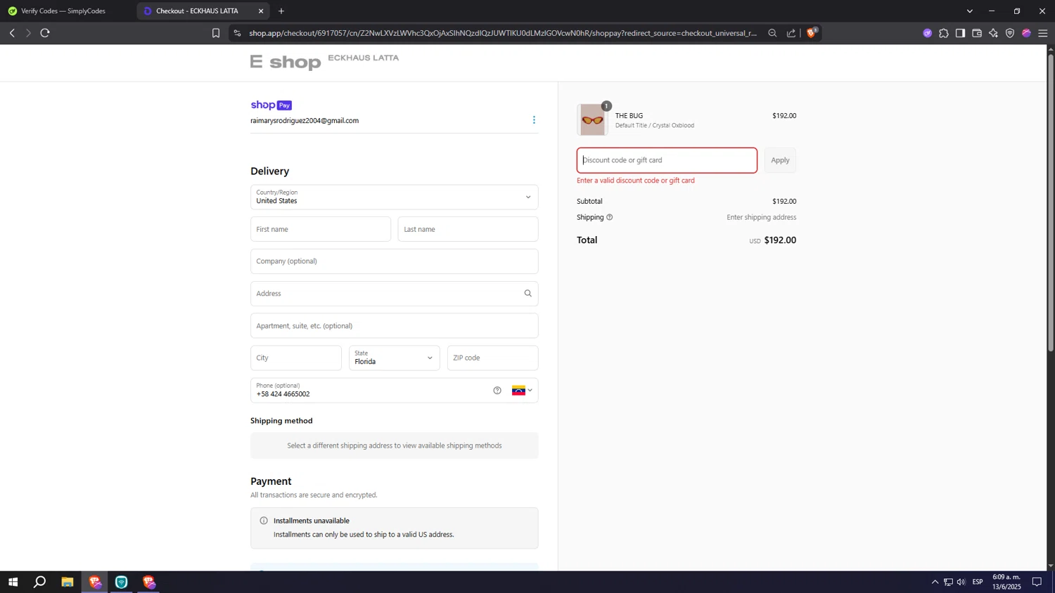 Eckhaus Latta promo code screenshot showing code EATITUP applied at Eckhaus Latta checkout page. Uploaded by SimplyCodes community member Machi005 on Jun 13, 2025