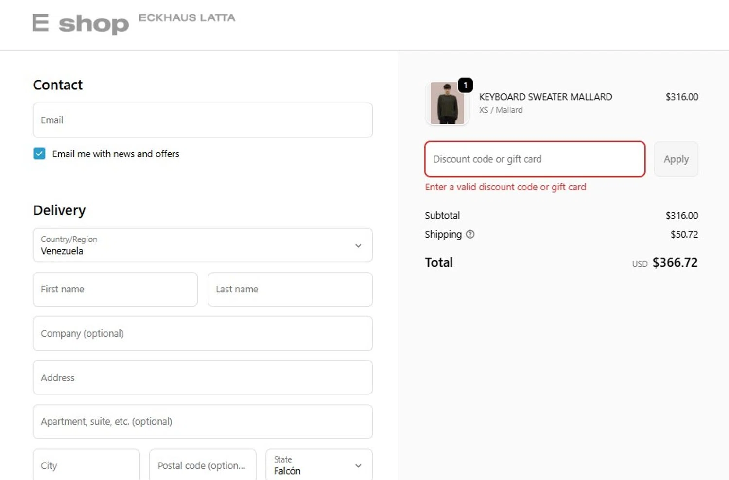 Eckhaus Latta promo code screenshot showing code PRIVATE20 applied at Eckhaus Latta checkout page. Uploaded by SimplyCodes community member RebatePilot8693 on Nov 28, 2025