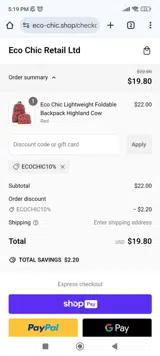ECOCHIC10% coupon verification screenshot