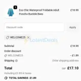 WELCOME25 coupon verification screenshot