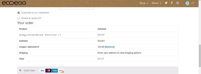 Ecoegg checkout page showing Ecoegg discount code box | Screenshot taken by SimplyCodes community member on Mar 23, 2021