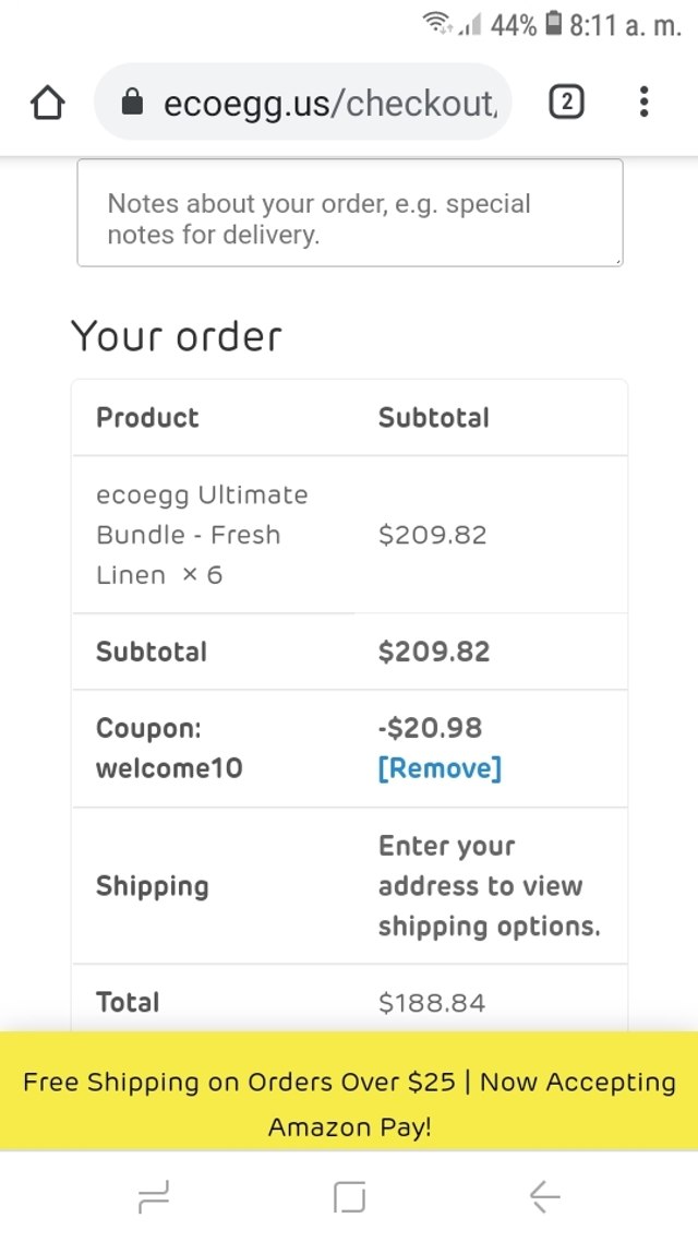 Ecoegg checkout page showing Ecoegg discount code box | Screenshot taken by SimplyCodes community member on Aug 20, 2021