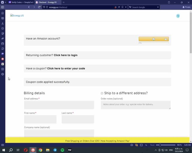 Ecoegg checkout page showing Ecoegg discount code box | Screenshot taken by SimplyCodes community member on Feb 25, 2024