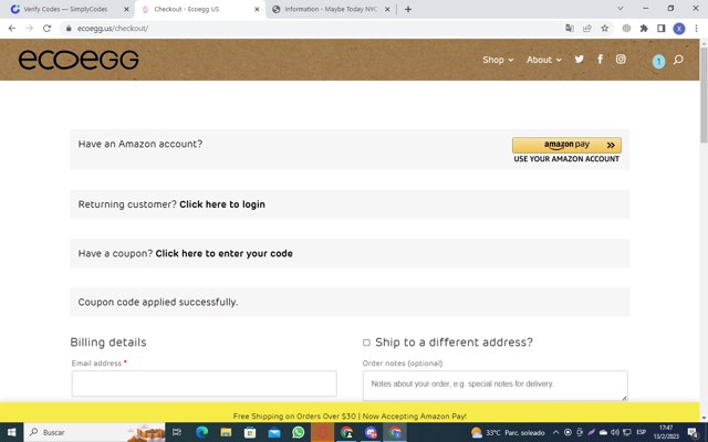 Ecoegg checkout page showing Ecoegg discount code box | Screenshot taken by SimplyCodes community member on Feb 13, 2023