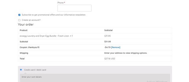 Ecoegg checkout page showing Ecoegg discount code box | Screenshot taken by SimplyCodes community member on Mar 22, 2022