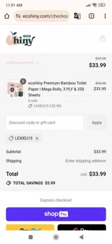 LEXIEU15 coupon verification screenshot