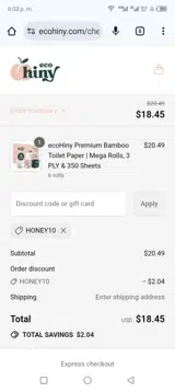 HONEY10 coupon verification screenshot
