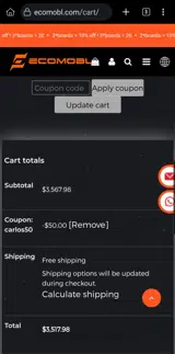 Carlos50 coupon verification screenshot