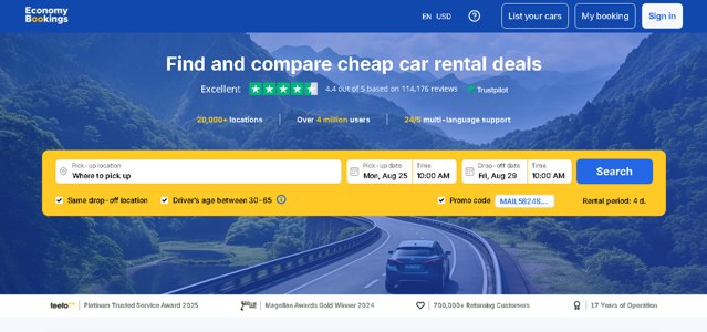 EconomyBookings.com checkout page showing EconomyBookings.com promo code box | Screenshot taken by SimplyCodes community member on Aug 23, 2025