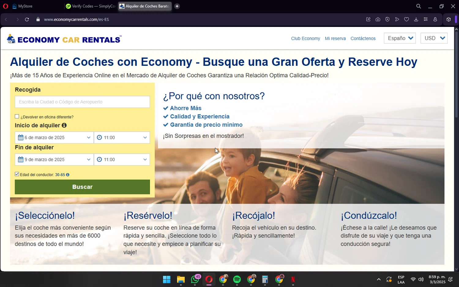 Economy Car Rentals promo code screenshot showing code ECDEC22 applied at Economy Car Rentals checkout page. Uploaded by SimplyCodes community member wednesday on Mar 4, 2025
