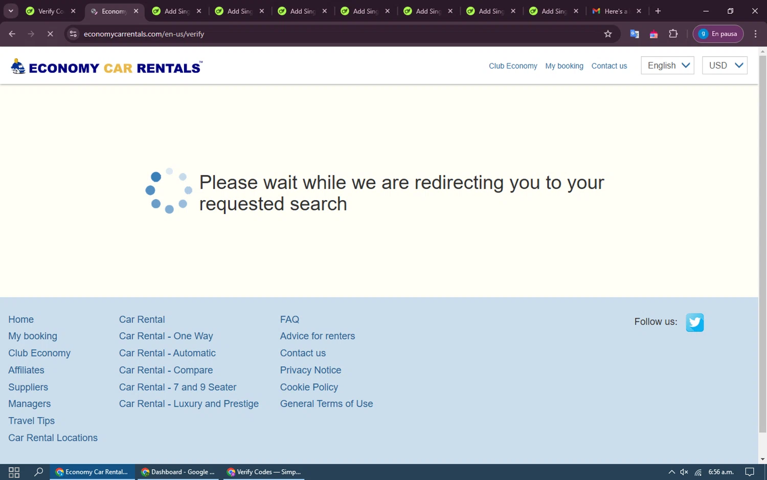 Economy Car Rentals checkout page showing Economy Car Rentals promo code box | Screenshot taken by SimplyCodes community member on Nov 26, 2024