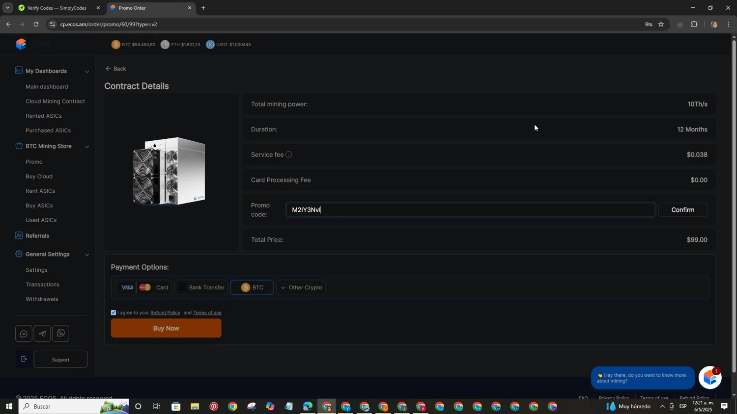ECOS promo code screenshot showing code M2IY3Nvl applied at ECOS checkout page. Uploaded by SimplyCodes community member LegendaryAdmiral6518 on May 6, 2025