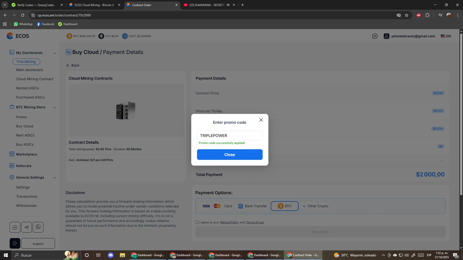 ECOS checkout page showing ECOS promo code box | Screenshot taken by SimplyCodes community member on Oct 31, 2025