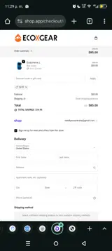 EcoXGear coupon verification screenshot