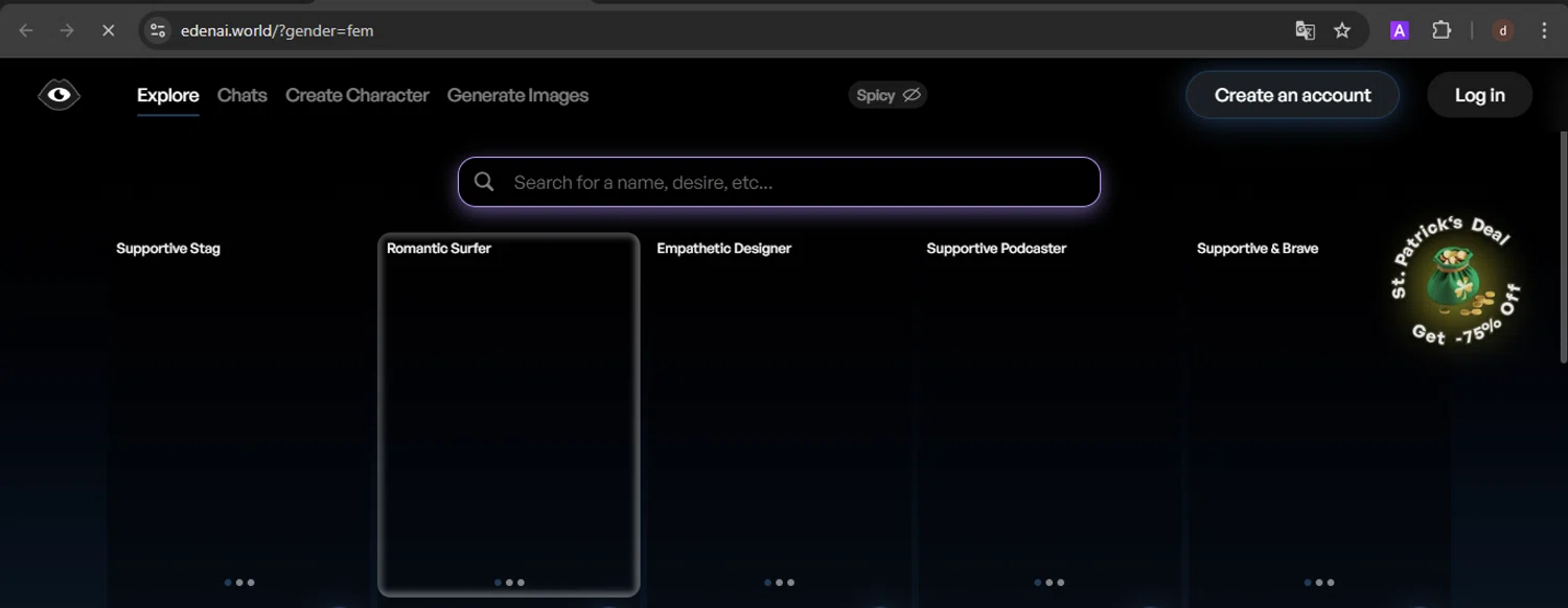 EDEN AI by EVA AI promo code screenshot showing code WELCOME75 applied at EDEN AI by EVA AI checkout page. Uploaded by SimplyCodes community member VoucherSpotter9376 on Mar 21, 2025