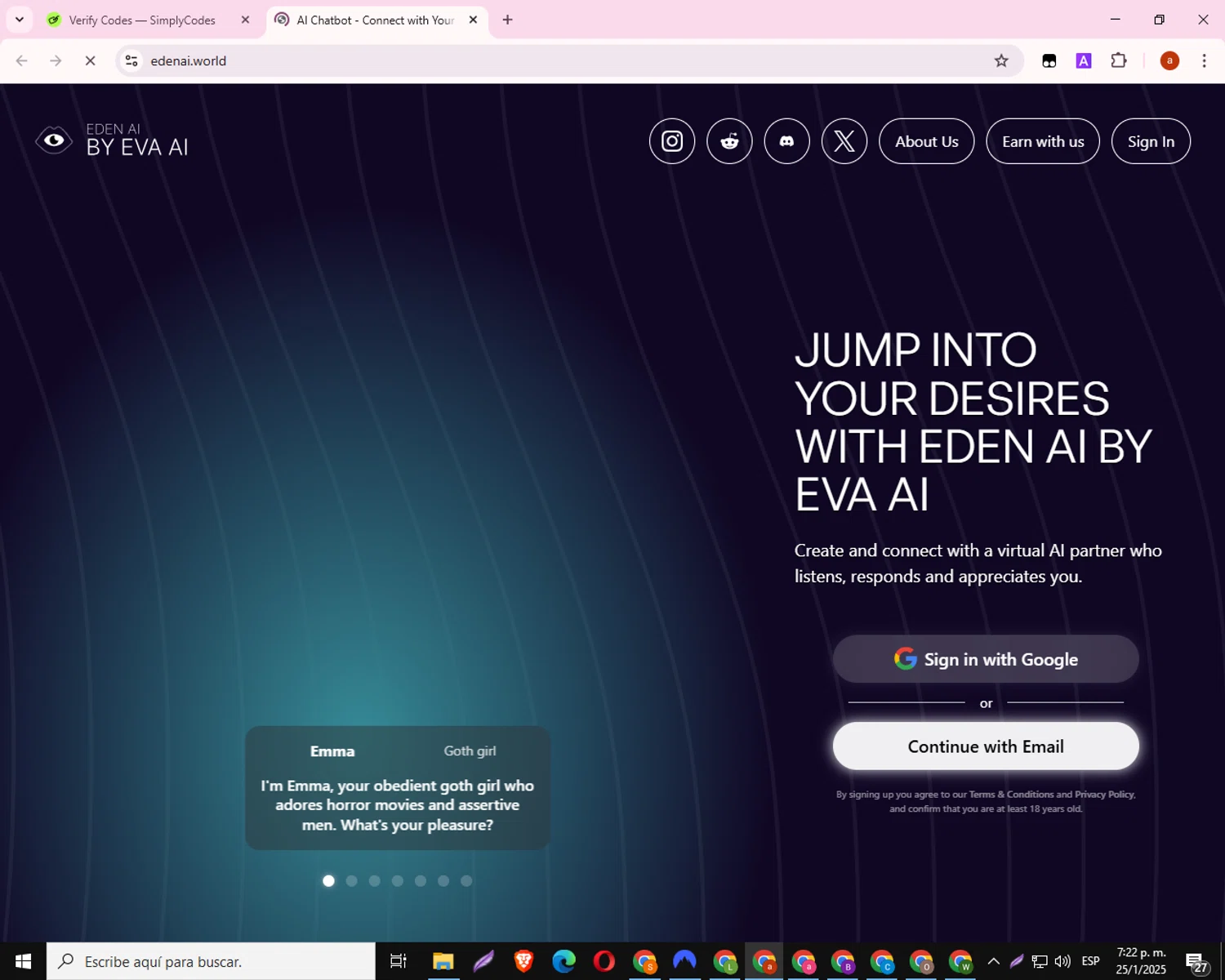 EDEN AI by EVA AI checkout page showing EDEN AI by EVA AI promo code box | Screenshot taken by SimplyCodes community member on Jan 25, 2025