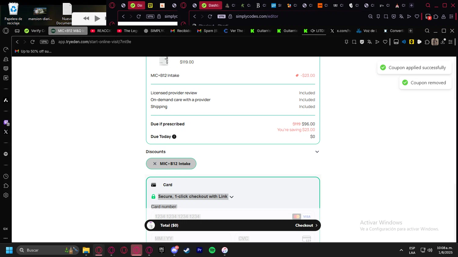 Eden discount code screenshot showing code 23MICB12 applied at Eden checkout page. Uploaded by SimplyCodes community member kurcovein on Aug 1, 2025