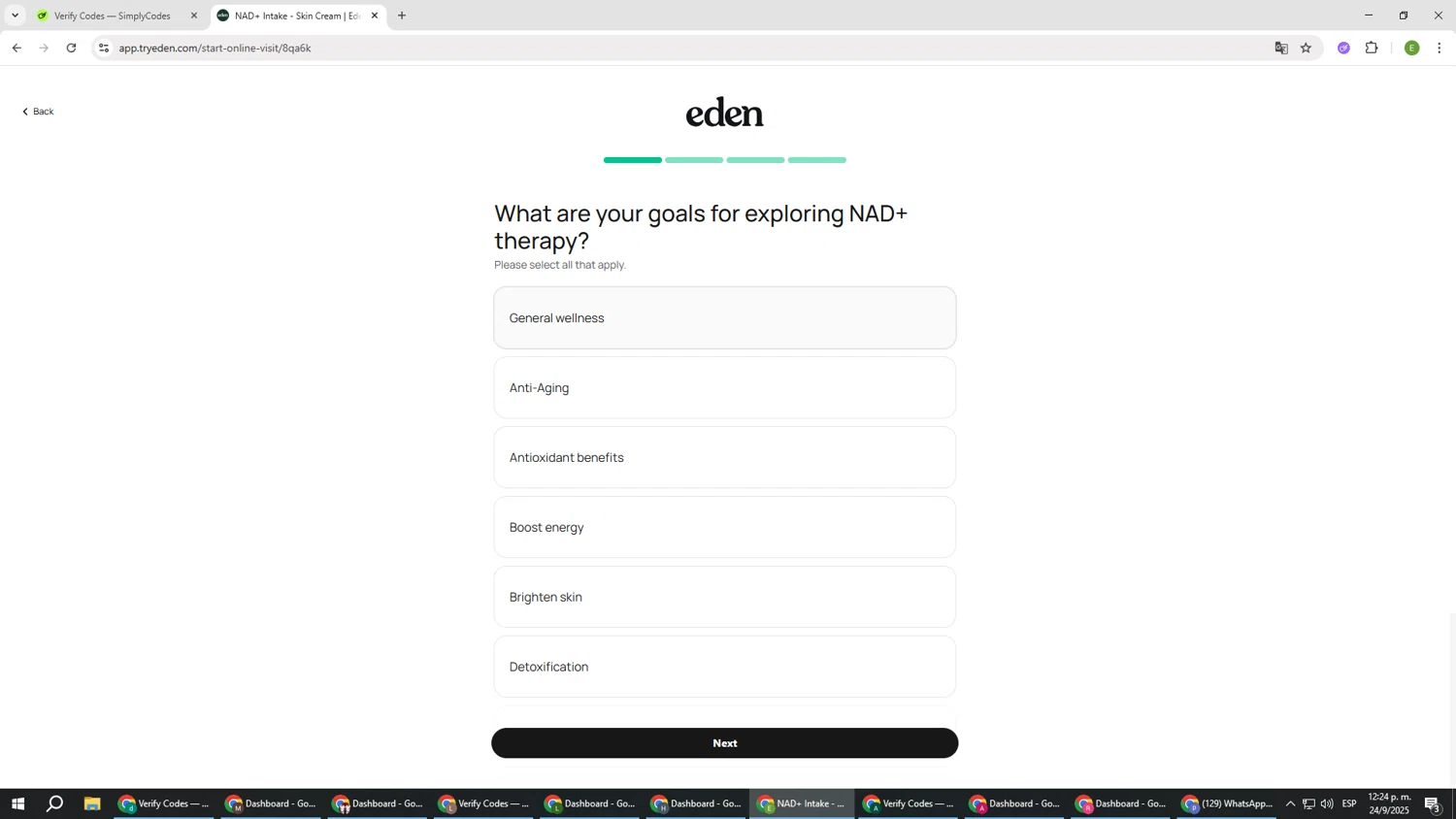 Eden discount code screenshot showing code sermoreline-intake applied at Eden checkout page. Uploaded by SimplyCodes community member SUZUKIV on Sep 24, 2025
