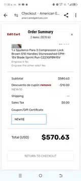 American Edge coupon verification screenshot