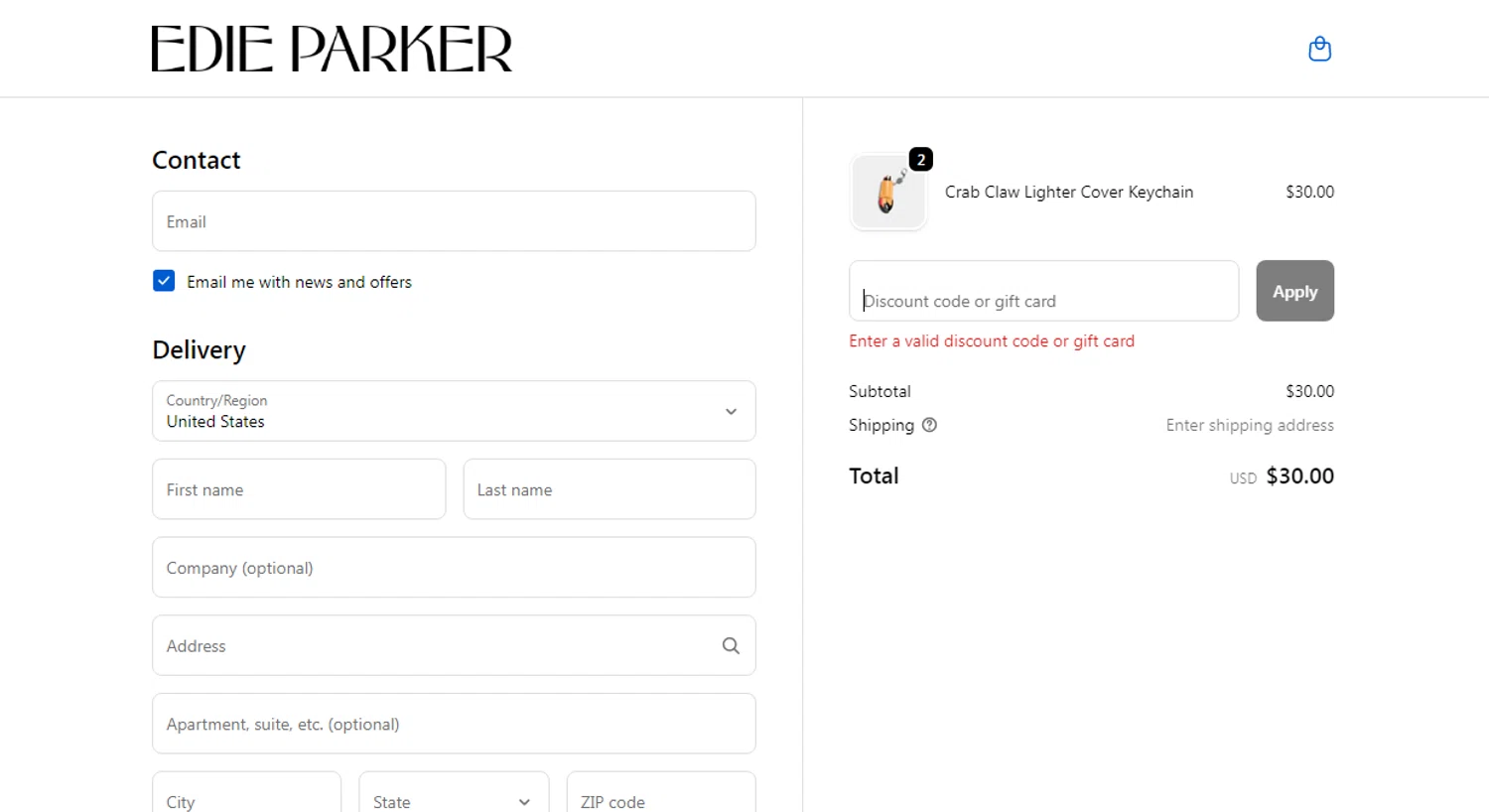 Edie Parker discount code screenshot showing code SUMMER applied at Edie Parker checkout page. Uploaded by SimplyCodes community member SmartSaver7916 on Jan 8, 2026