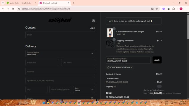 edikted checkout page showing edikted discount code box | Screenshot taken by SimplyCodes community member on Aug 26, 2025