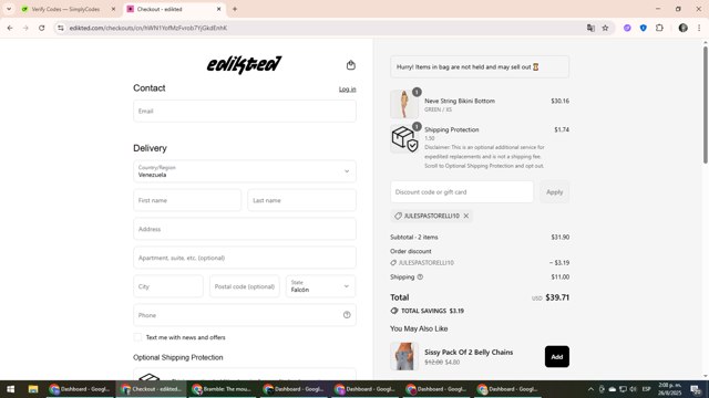 edikted checkout page showing edikted discount code box | Screenshot taken by SimplyCodes community member on Aug 26, 2025