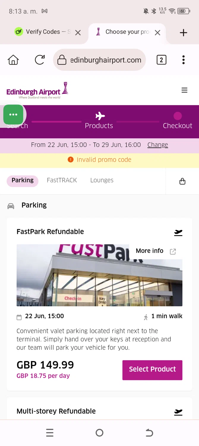 Edinburgh Airport promo code screenshot showing code AWIN10 applied at Edinburgh Airport checkout page. Uploaded by SimplyCodes community member SavingsWarden235 on Jun 21, 2025