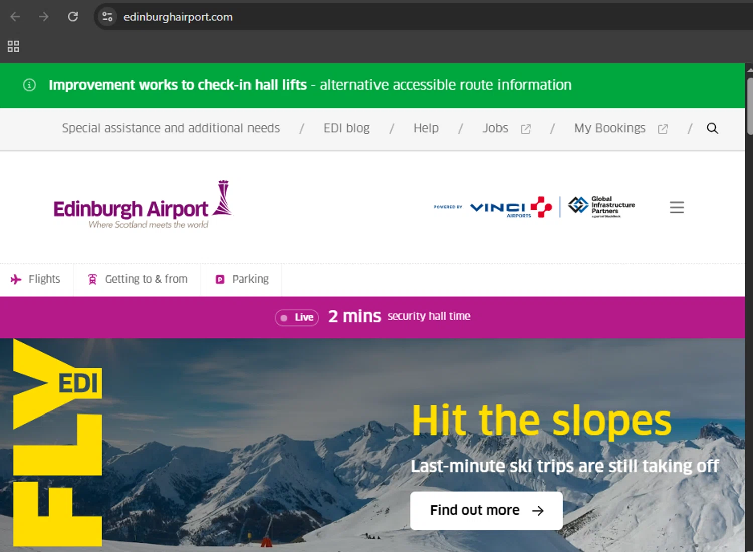 Edinburgh Airport checkout page showing Edinburgh Airport promo code box | Screenshot taken by SimplyCodes community member on Feb 17, 2026