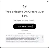 NHL24FS coupon verification screenshot