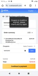 MAFADM5 coupon verification screenshot