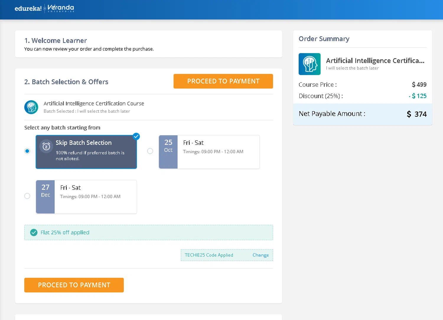 where to use Edureka promo code box
