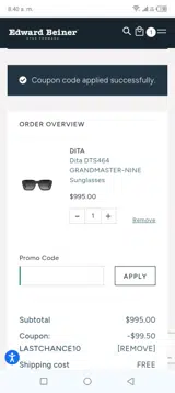 Edward Beiner coupon verification screenshot