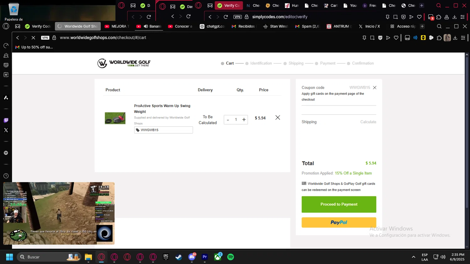 Edwin Watts Golf checkout page showing Edwin Watts Golf promo code box | Screenshot taken by SimplyCodes community member on Jun 9, 2025