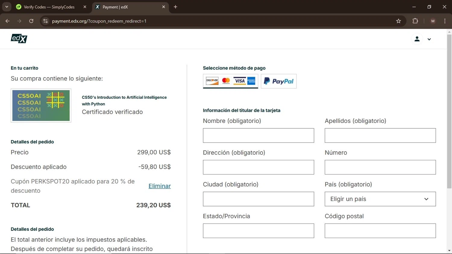where to use edX promo code box
