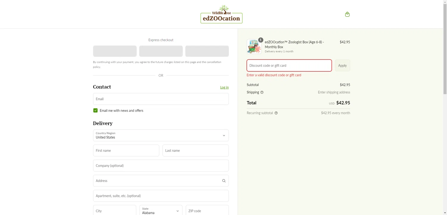 edZOOcation™ discount code screenshot showing code MAMAOFKIDS_TRAVELS applied at edZOOcation™ checkout page. Uploaded by SimplyCodes community member DiscountWarden480 on Jun 12, 2025