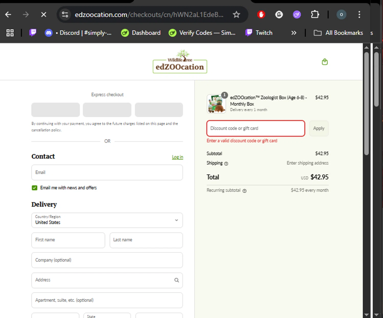 edZOOcation™ discount code screenshot showing code EDZOOJFINGER applied at edZOOcation™ checkout page. Uploaded by SimplyCodes community member DealHero3744 on Sep 4, 2025