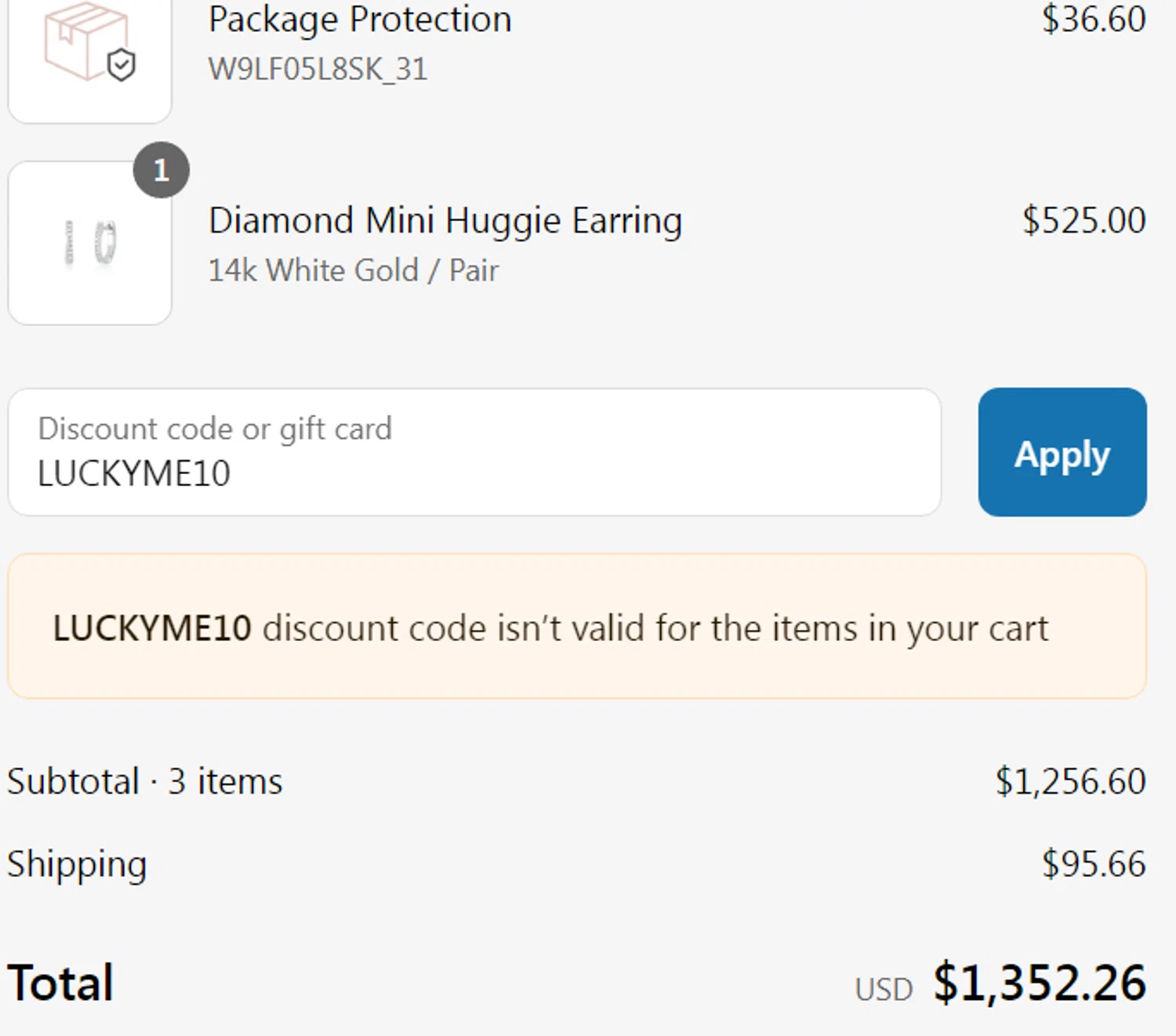 EF Collection discount code screenshot showing code LUCKYME10 applied at EF Collection checkout page. Uploaded by SimplyCodes community member JhorlieMedina on Aug 13, 2025