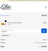 Effie's Homemade coupon verification screenshot