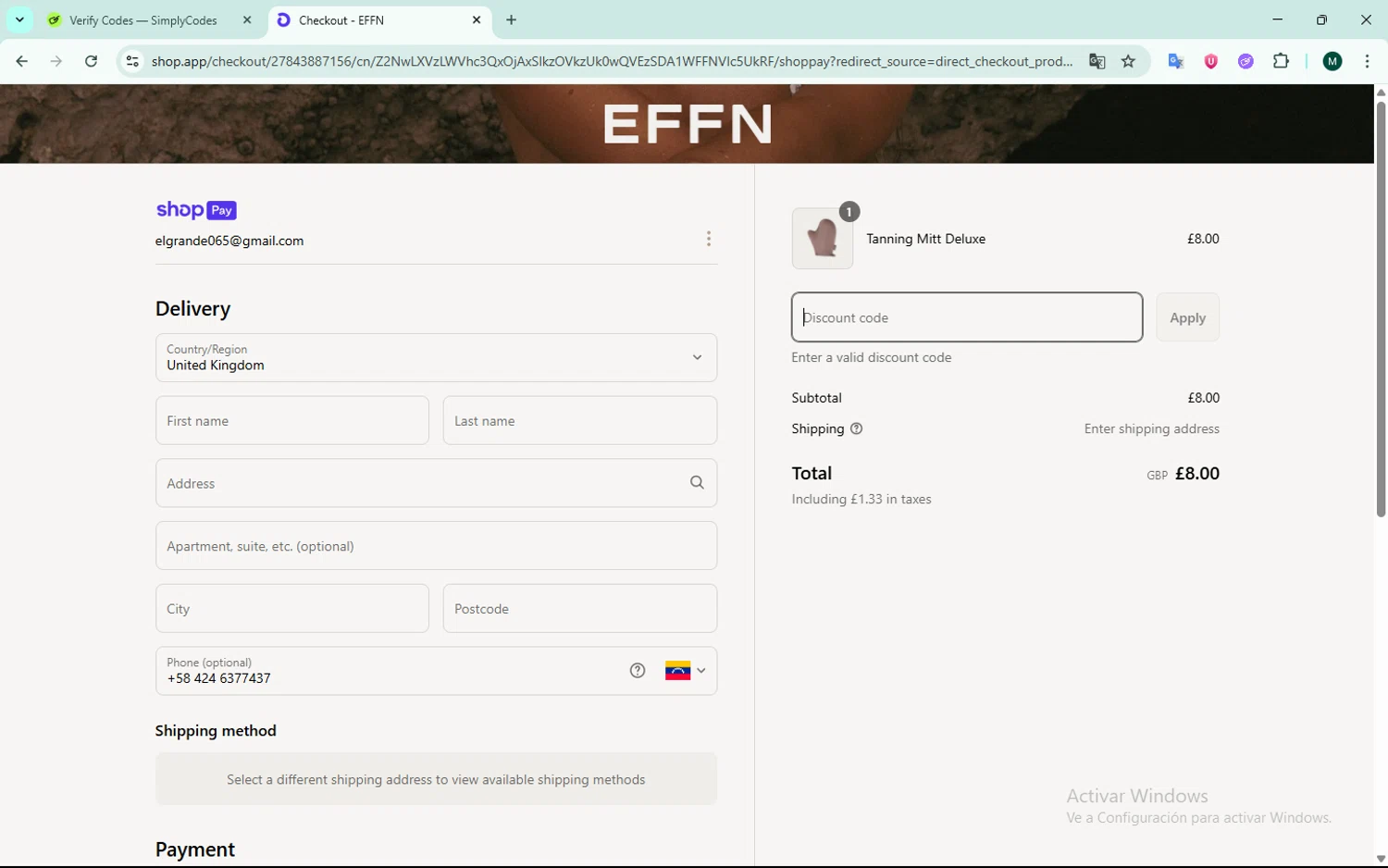 EFFN discount code screenshot showing code LOVEYA applied at EFFN checkout page. Uploaded by SimplyCodes community member ScanCurator288 on Jun 19, 2025