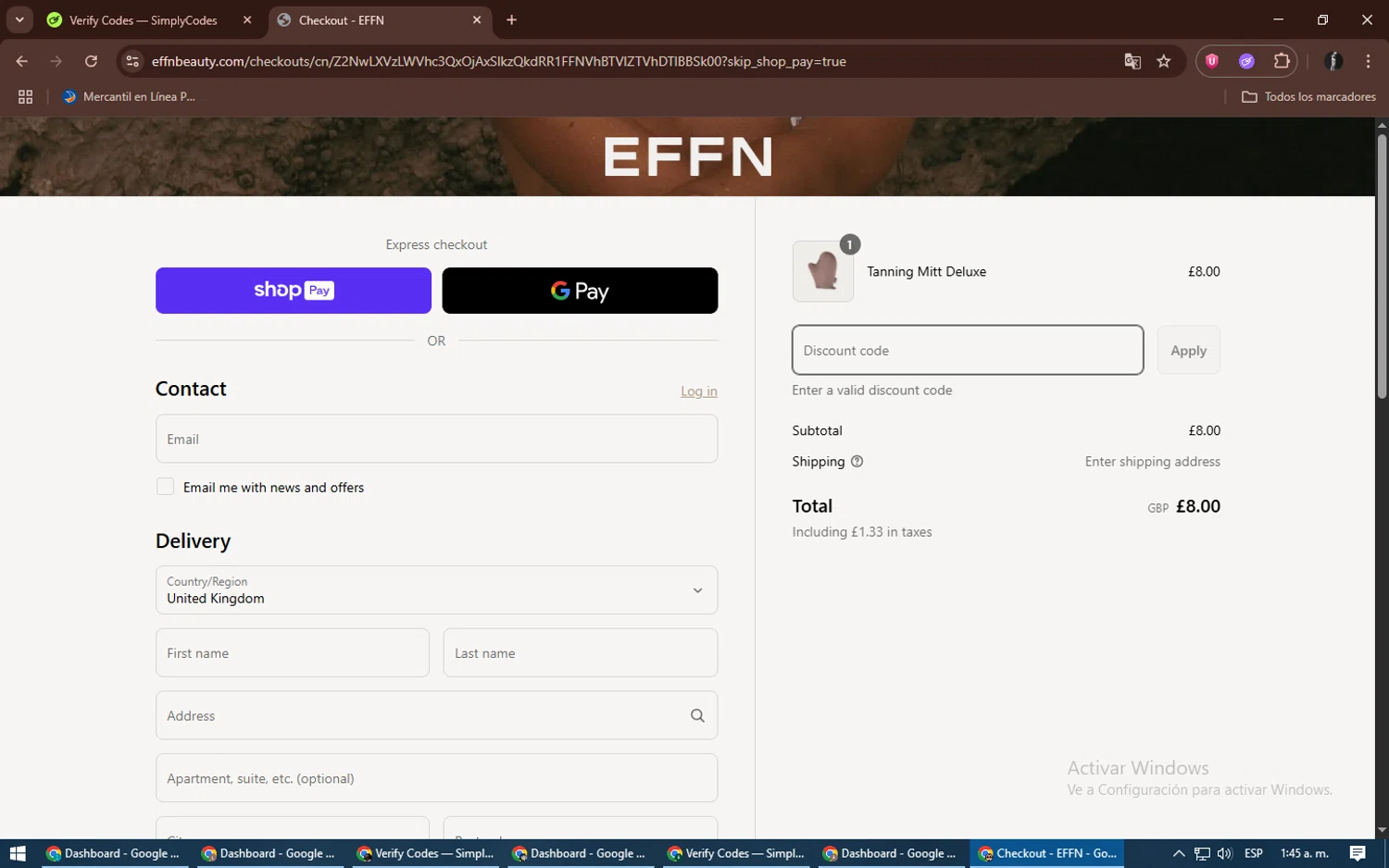 EFFN discount code screenshot showing code LOVEYA applied at EFFN checkout page. Uploaded by SimplyCodes community member alexdaal on Jun 19, 2025