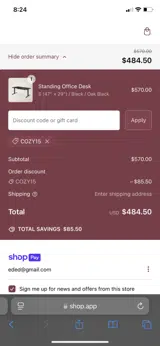 COZY15 coupon verification screenshot